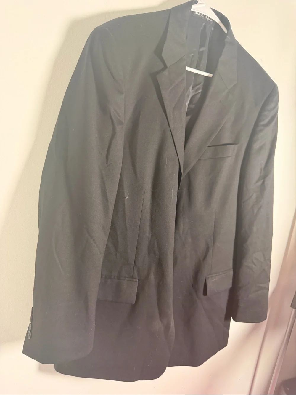Perry Ellis Portfolio mens black collared business career suit